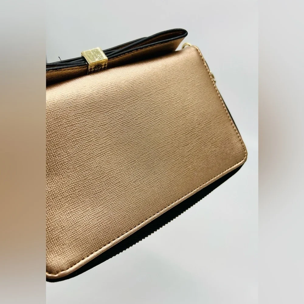 Aldo rose gold wallet with top bow